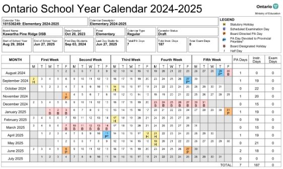 2024-2025 School Year Calendar